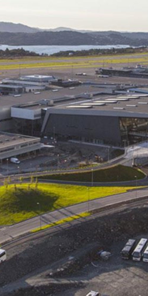 Car driving near Bergen Airport Flesland