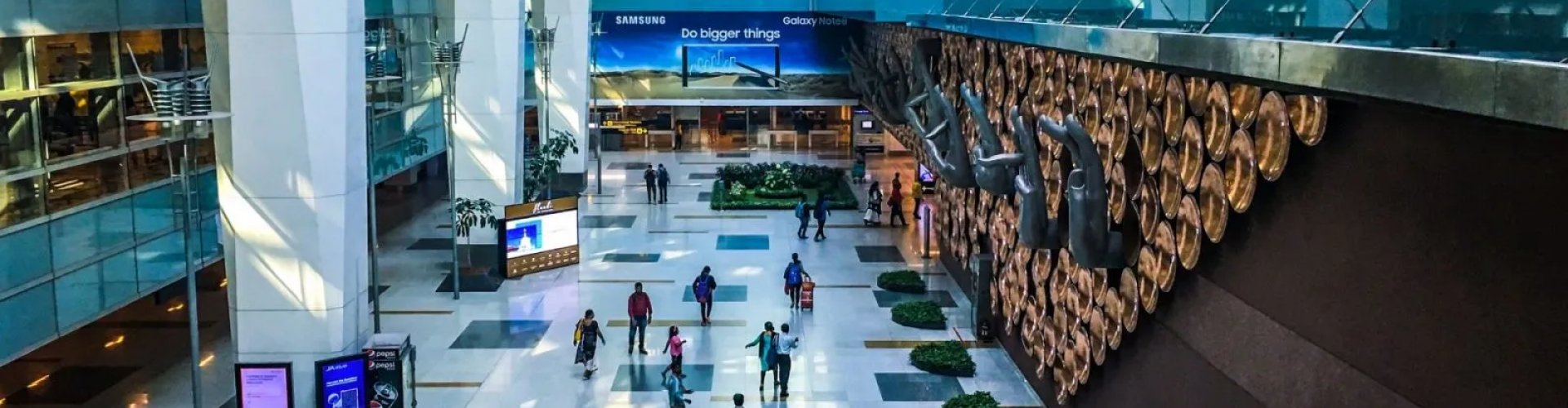 Arrivals hall at Indira Gandhi Airport, IN