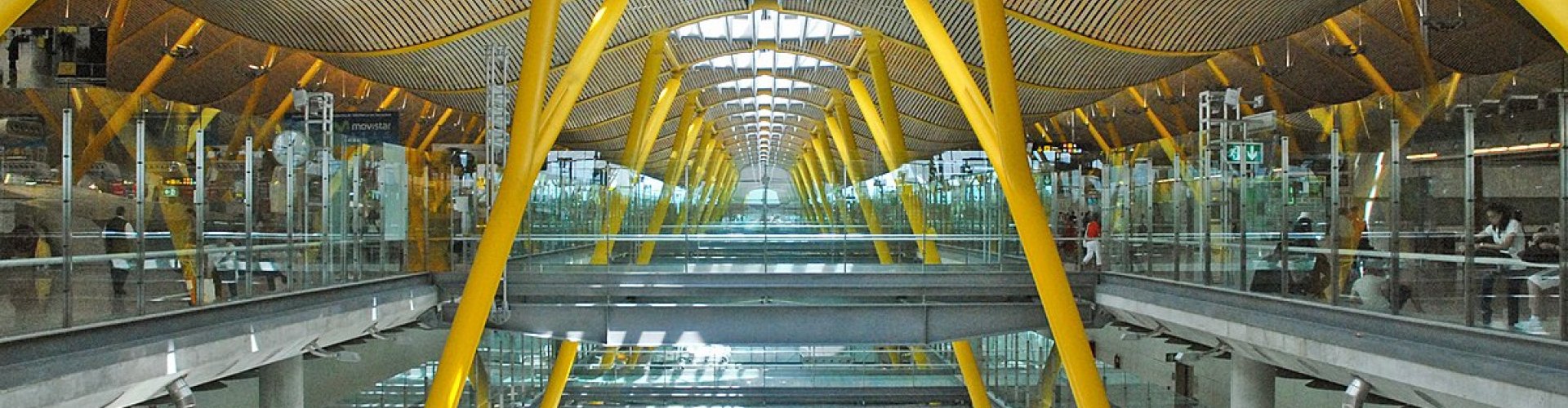 Car driving away from Barajas Airport towards Madrid